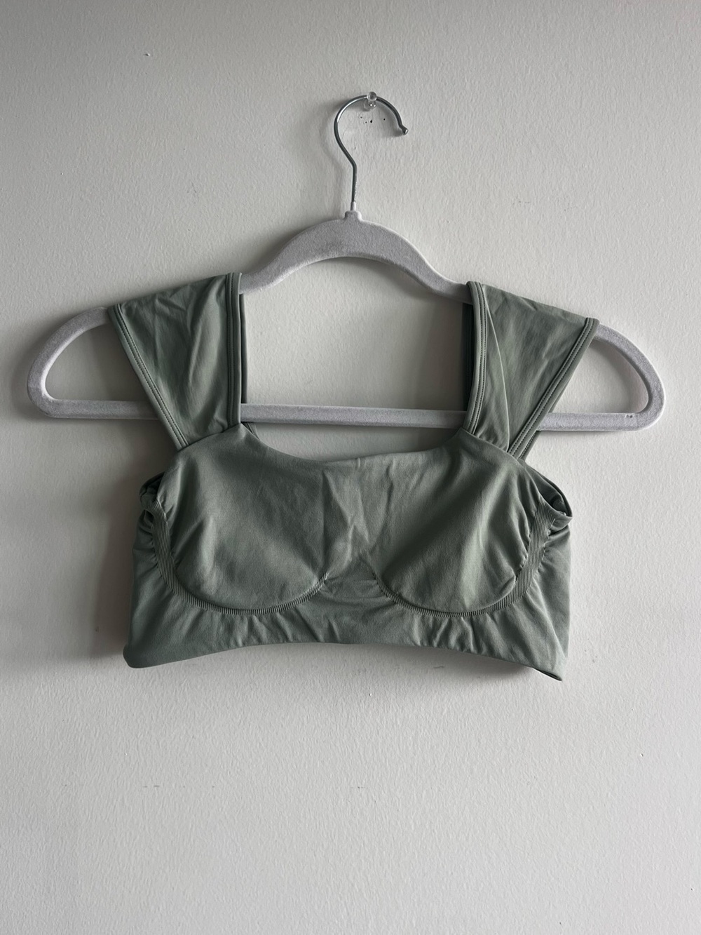 Sage Green Ruched Strap Crop Top